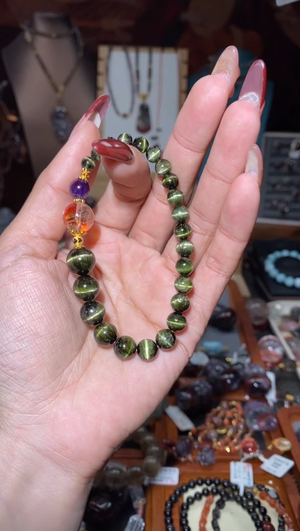 【闪购商品】碧玺DIY手串未镶嵌猫眼碧玺