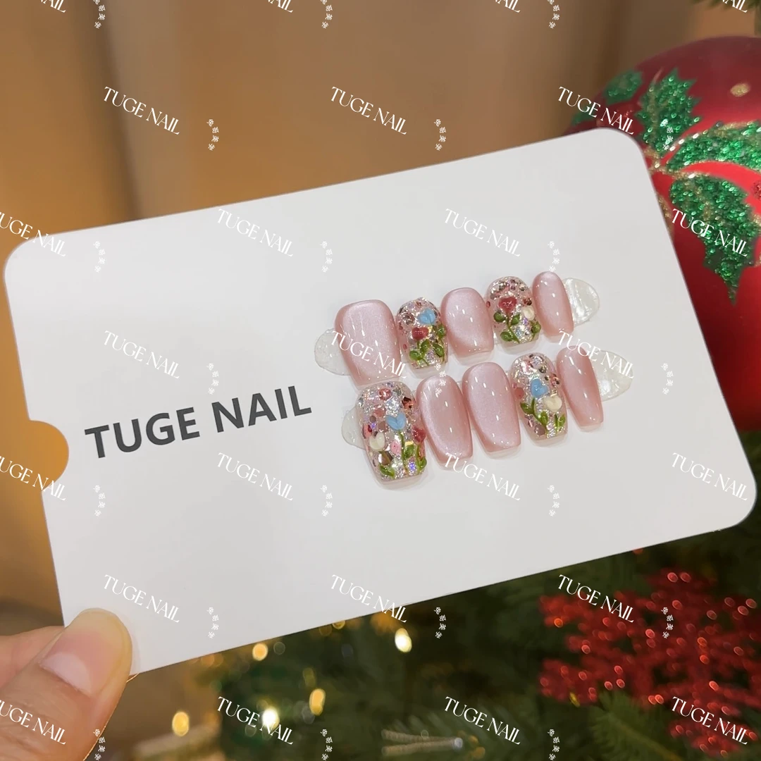 TugeNail “花黛” 春季渐变猫眼美甲气质猫眼简约美甲-小鱼儿