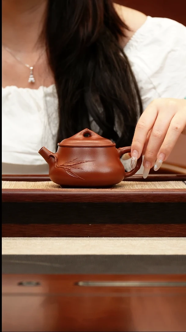 壶我*名竹节础瓢 朱泥 200cc