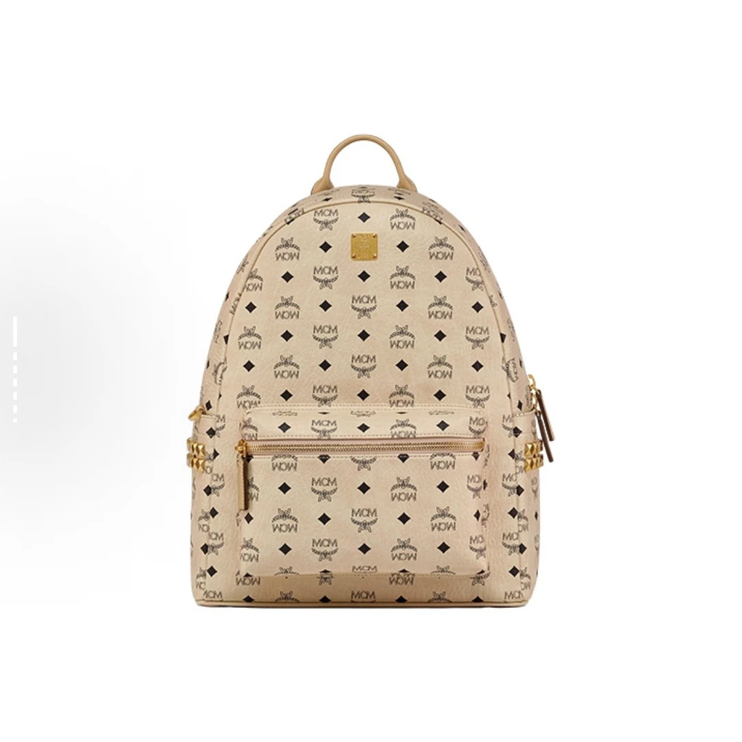 99新 MCM 新款双肩包中号米白色/LZ00907