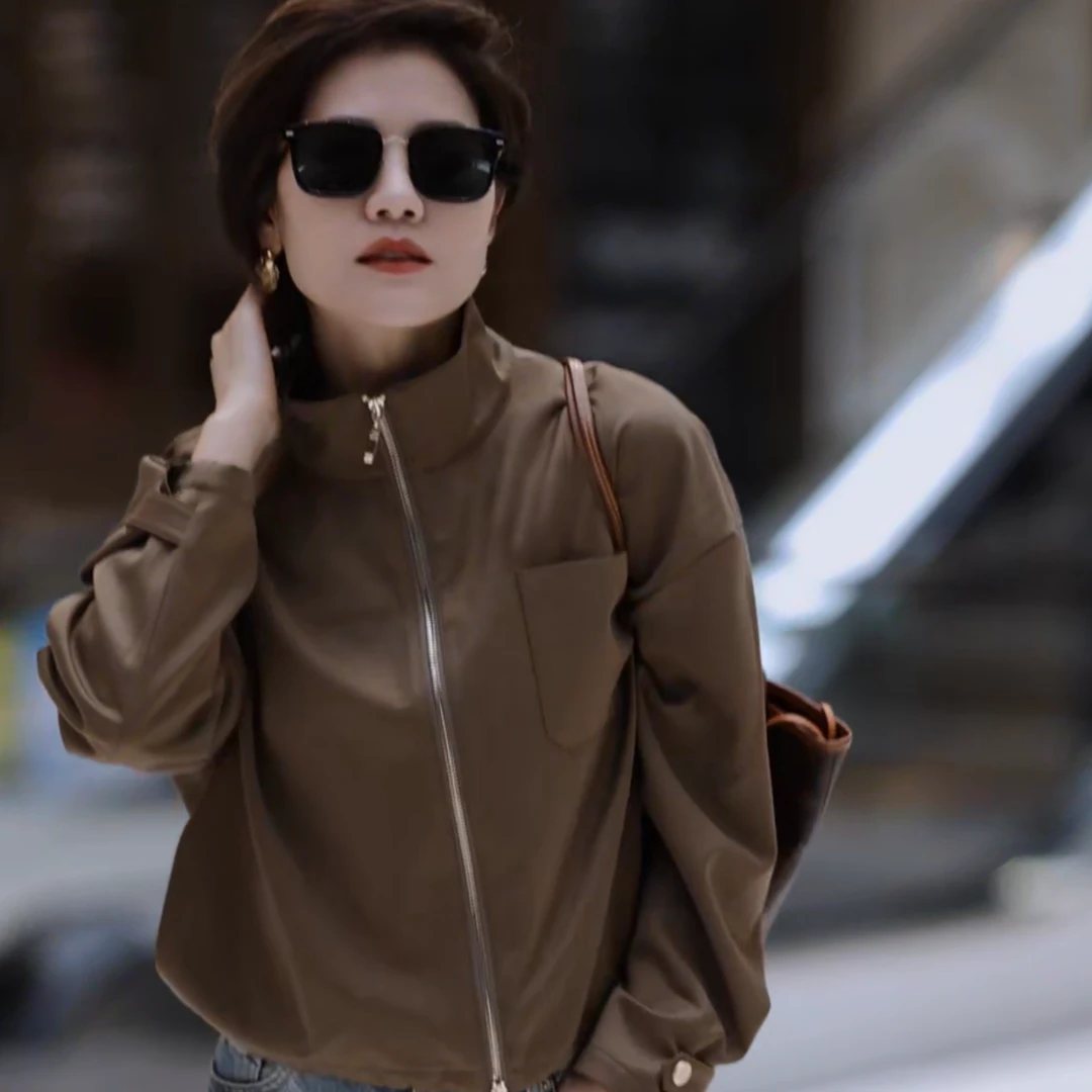 短款宽松型显瘦短外套立领时尚休闲夹克