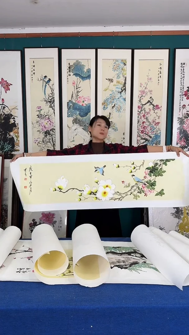 国画玉兰画芯35*135