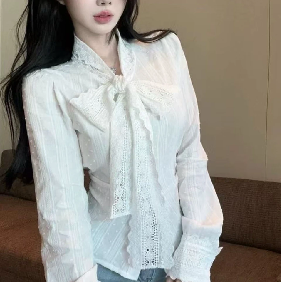 花边领结绑带长袖衬衫LSS56003   030T