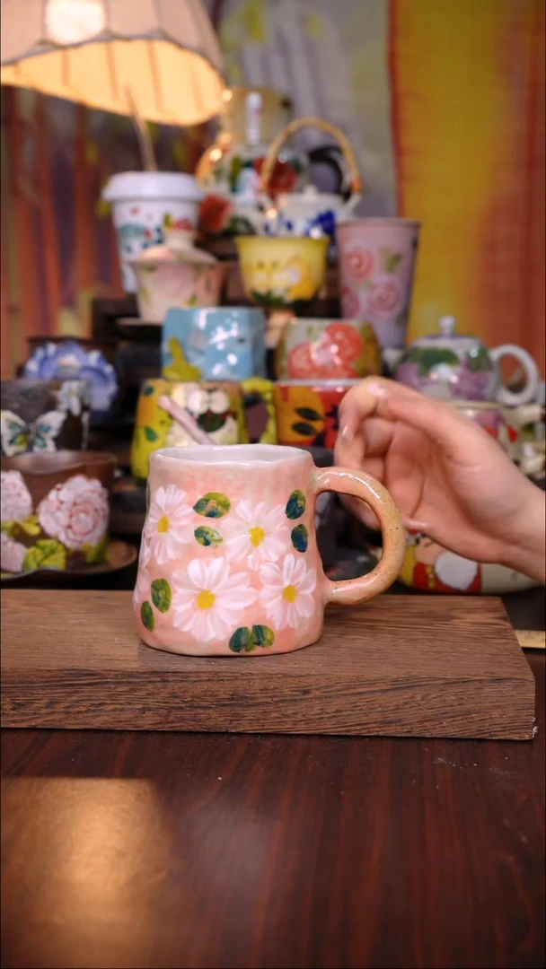 杯子陶泥垚手作 景德镇手工手绘陶瓷器物