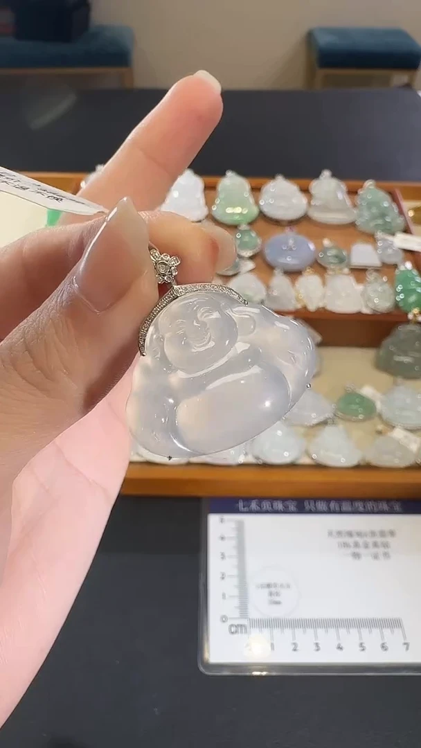 吊坠(不含链)18K金镶嵌翡翠【源头工厂】钻石镶嵌