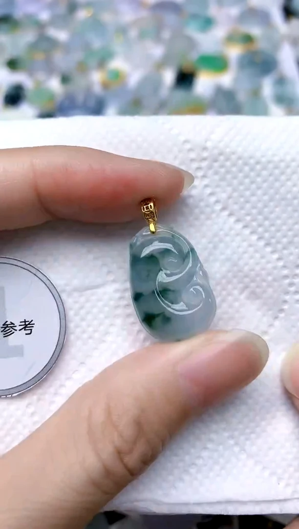 颈饰银S925镶嵌翡翠天然A货翡翠