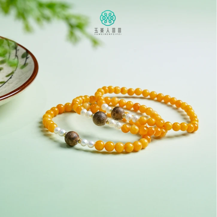 石惑珠宝^蜜蜡圆珠手串约5mm/多样性发一