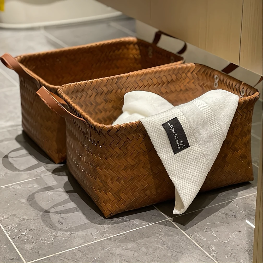 美式收纳筐PU把手杂物大号特大清仓玩具家庭日用必备收纳筐