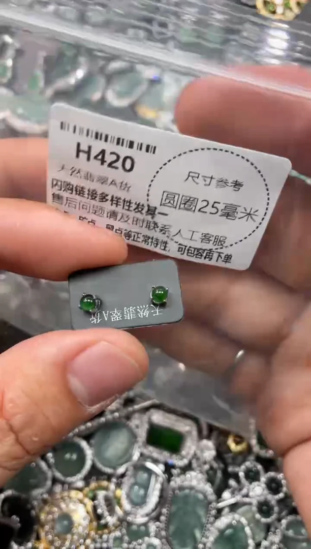 翡翠未镶嵌颈饰H420耳钉