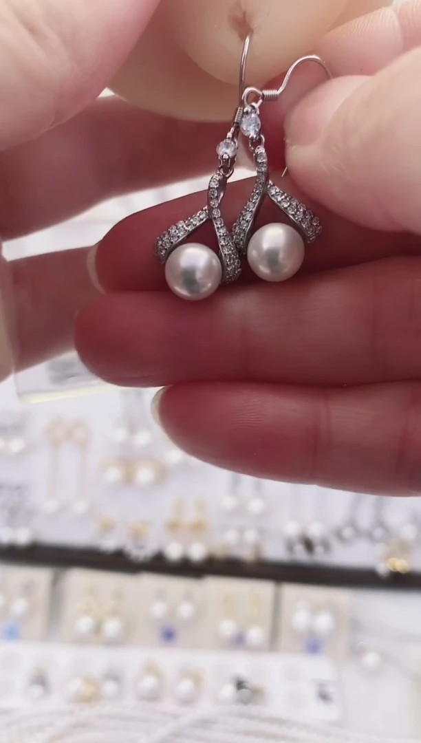 银S925镶嵌耳饰淡水珍珠08