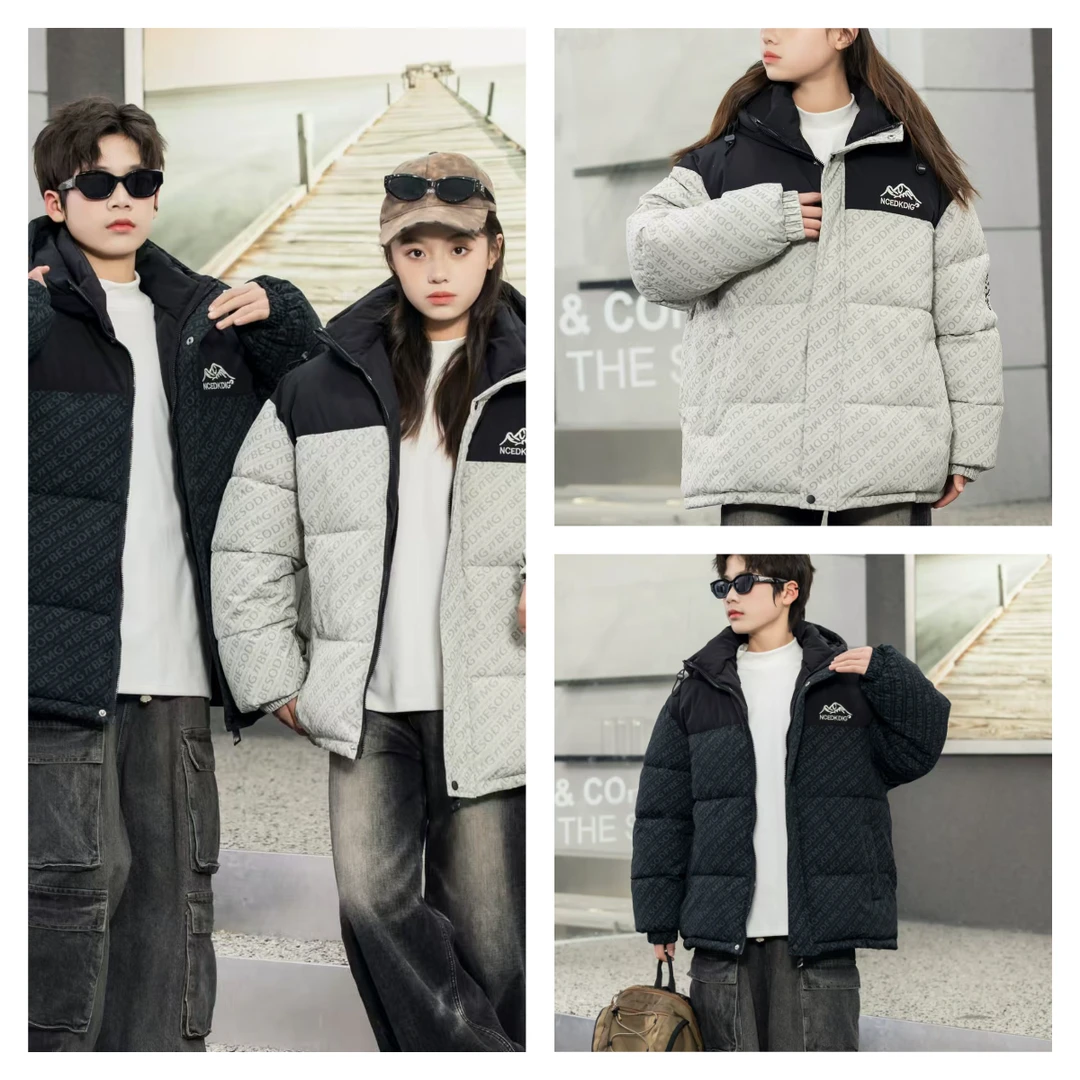 19-29连帽儿童休闲时尚冬季冲锋衣潮流中长款加厚中大童秋冬