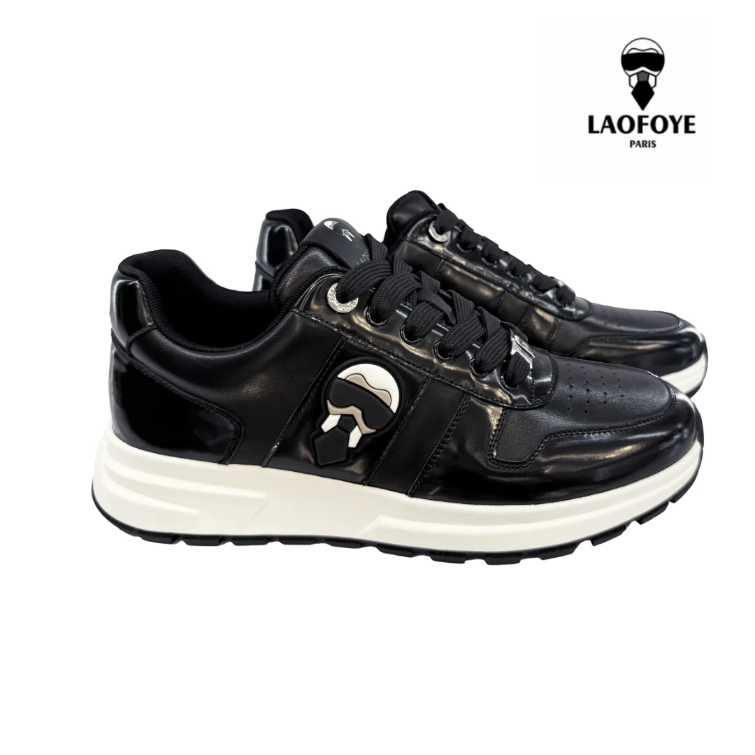 LAOFOYE老佛爷黑色男士四季时尚休闲鞋潮流黑色百搭