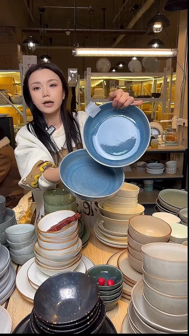 瓷12外贸尾货窑变釉下彩默外微瑕