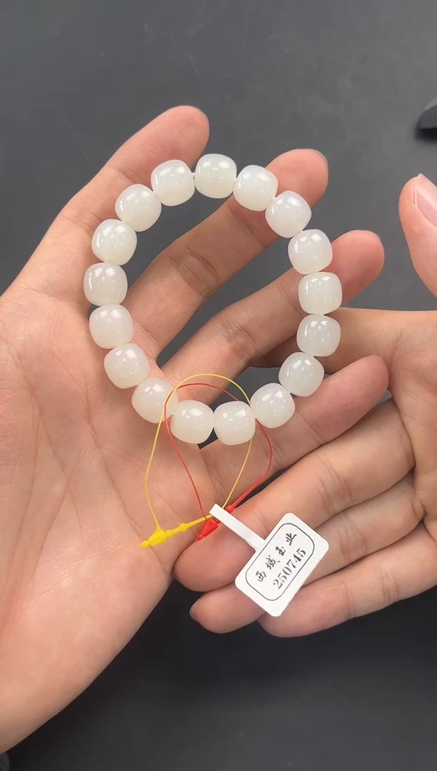 未镶嵌手串和田玉且末天泰白玉老型珠手串卡12微色差