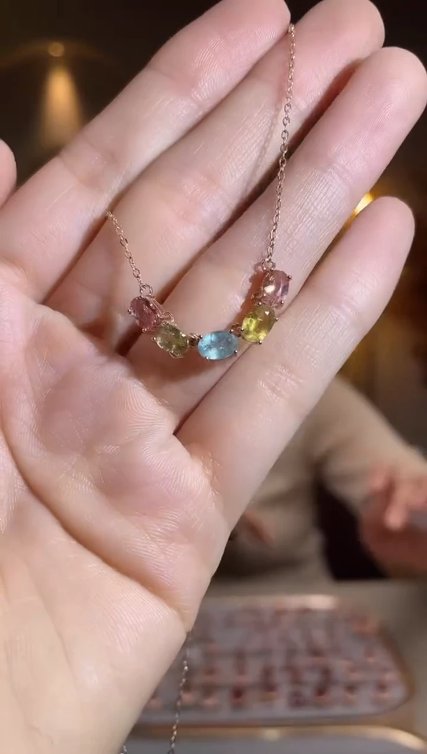 银S925镶嵌颈饰碧玺颈饰