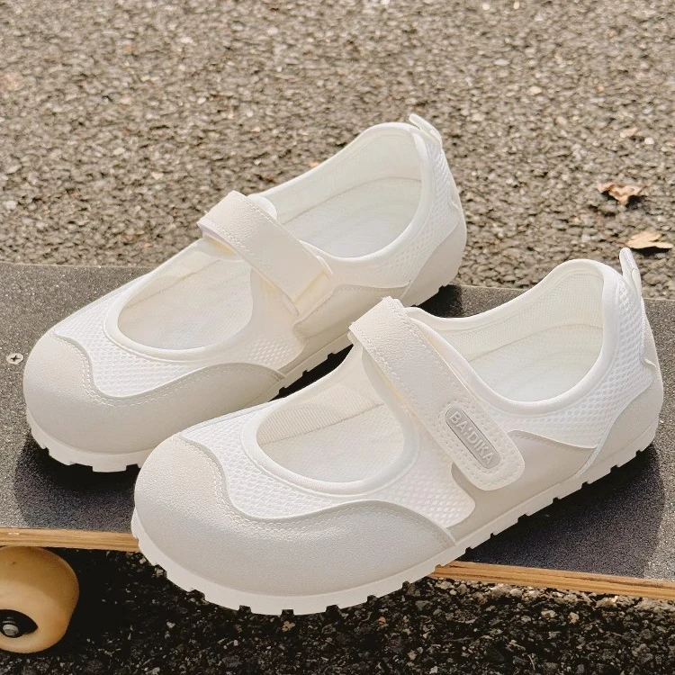 Moleubak夏季透气女鞋小白鞋薄底德训鞋百搭配裙子鞋子休闲凉鞋