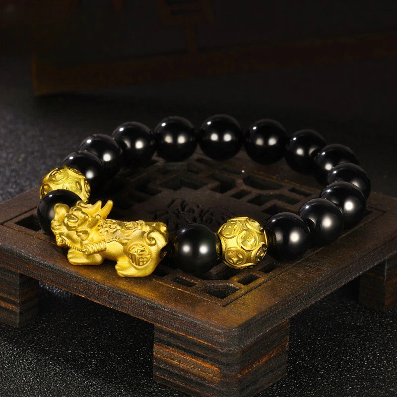 【12期免息】【裕润福】足金福字貔貅转运珠手串送礼送父亲金手串
