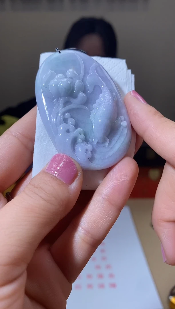 【闪购商品】翡翠颈饰未镶嵌天然A货翡翠荷塘月色