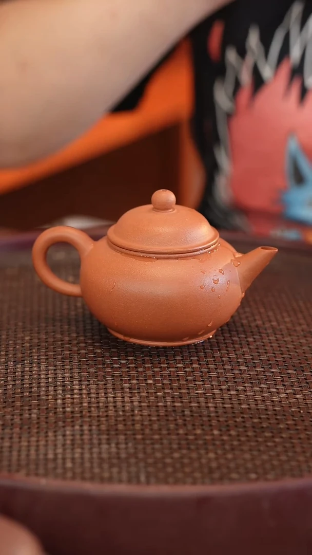 茶壶紫砂全手 红清水 水平 宽口 180cc