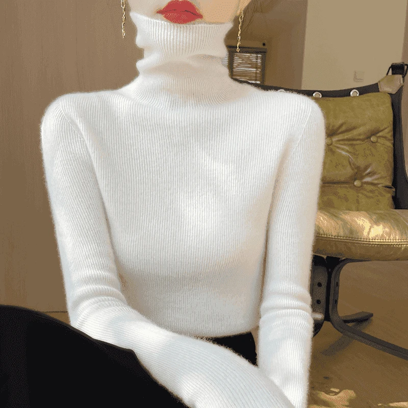 【手心里的温柔】 一线成衣无缝 高领秋冬加厚修身打底毛衣女1730