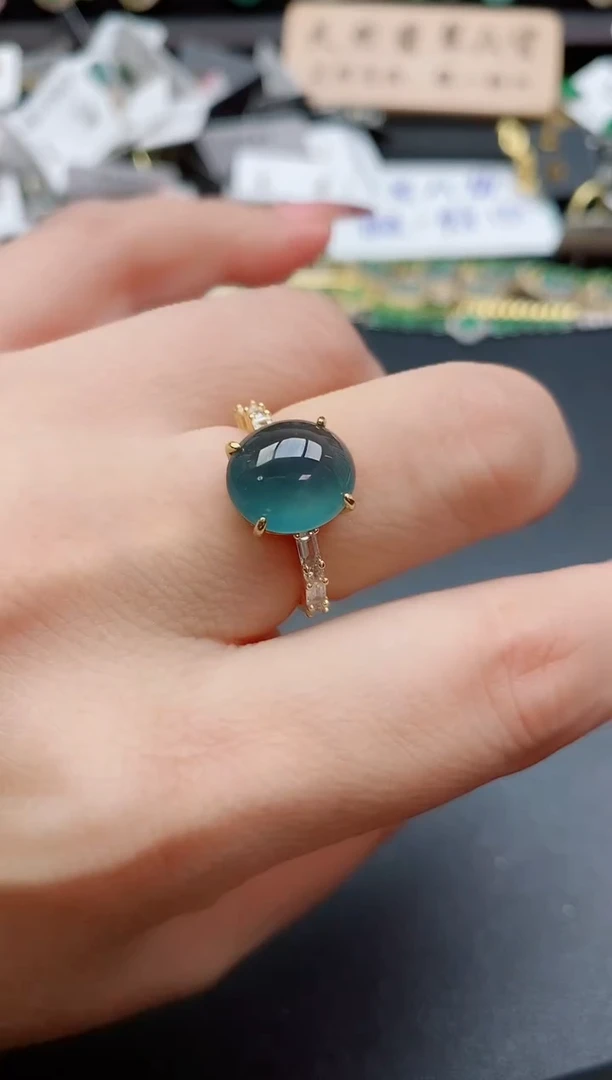 银S925镶嵌戒指翡翠1