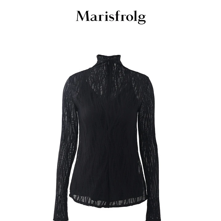 Marisfrolg/玛丝菲尔【妍妍精选】标准T恤打底衫镂空秋冬