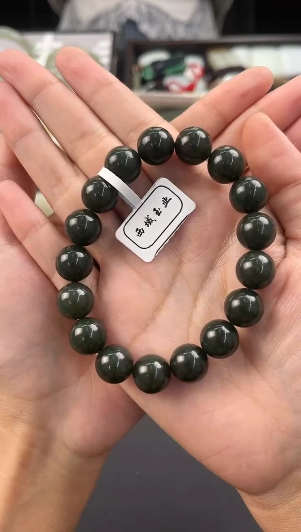 未镶嵌手串和田玉若羌青玉手串卡12微色差