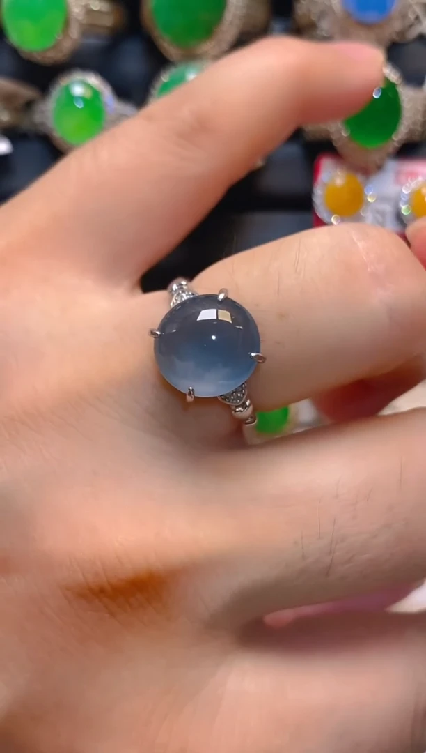 翡翠银S925镶嵌耳饰天然