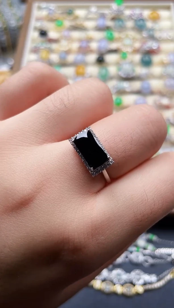 银S925镶嵌戒指翡翠86