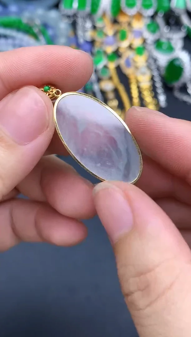 颈饰18K金镶嵌翡翠284-春日珠宝