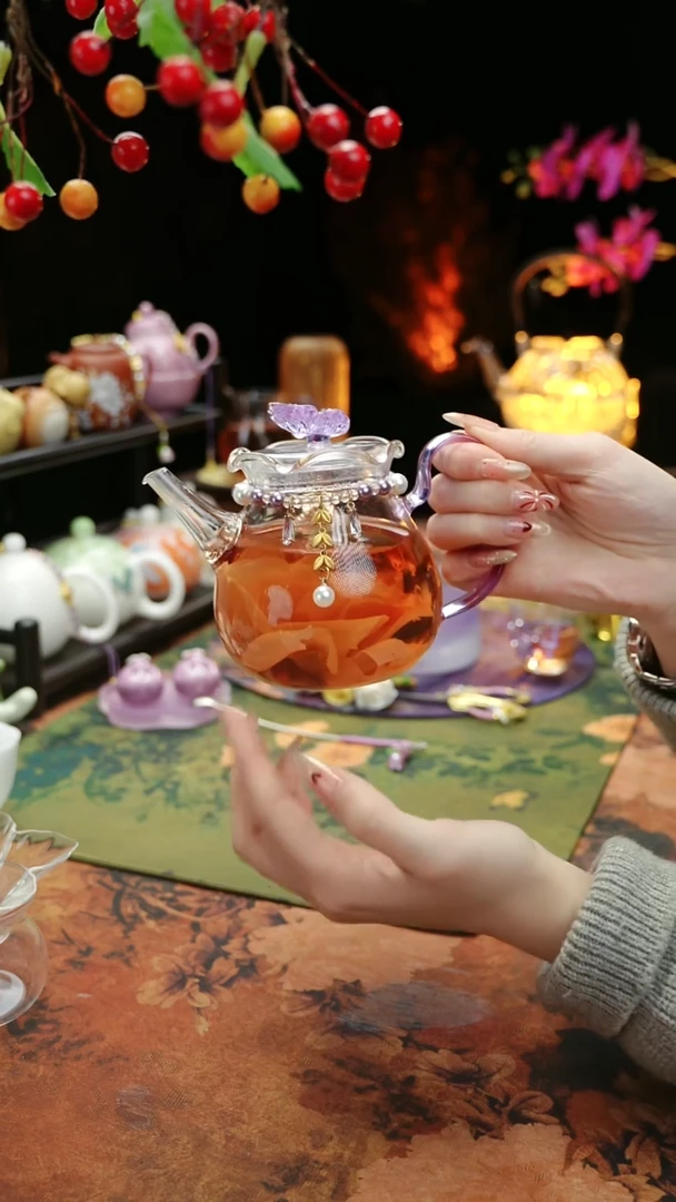 【闪购商品】紫色铃兰花茶壶+链子