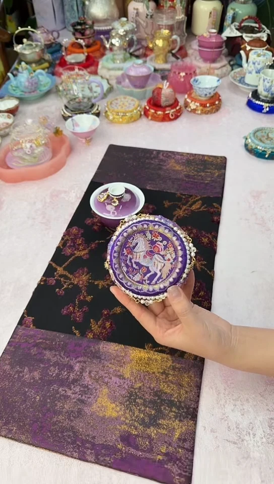 26紫色小马双面木托 带链条