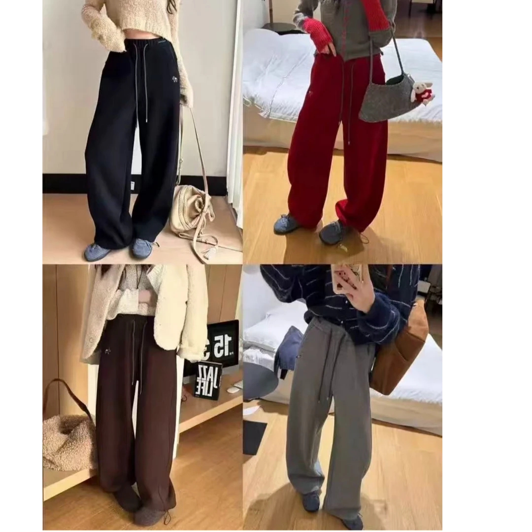 【小马2.0升级款】冬季新款加绒加厚弯刀休闲时尚阔腿裤（一裤两穿）