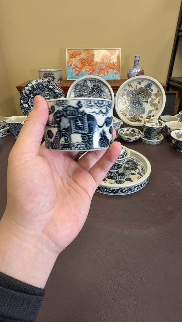 二号釉大象纹扳指杯