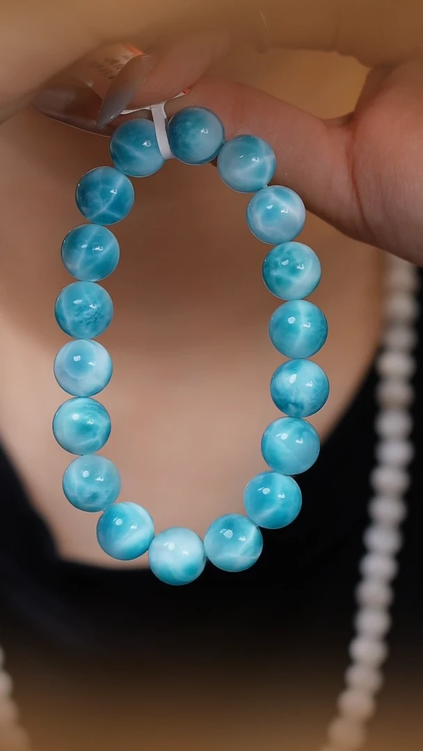 针钠钙石（海纹石）未镶嵌手串Q海纹石手串11m+ JP50507 宋