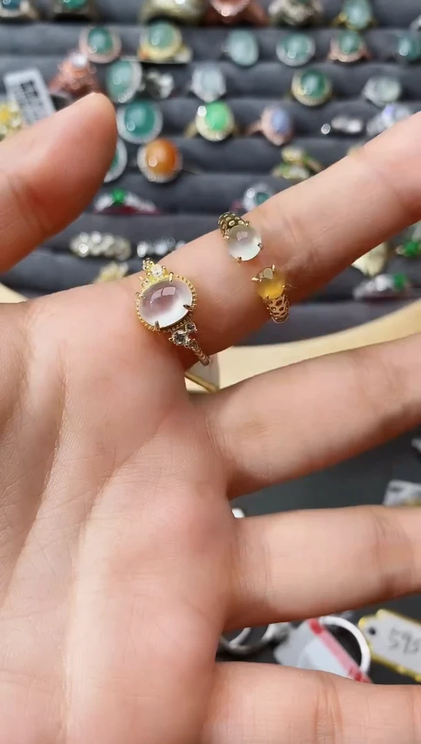 【闪购商品】翡翠戒指银S925镶嵌瑞丽市颜玉珠宝