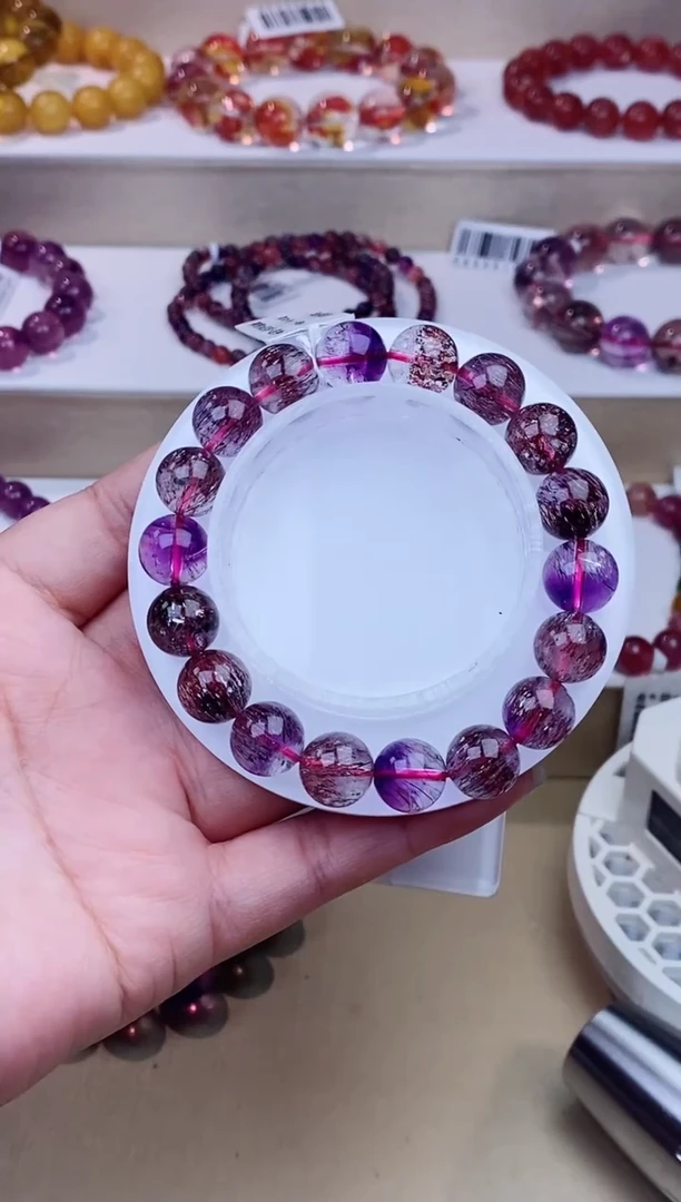 未镶嵌手链水晶黑加仑超七11m+