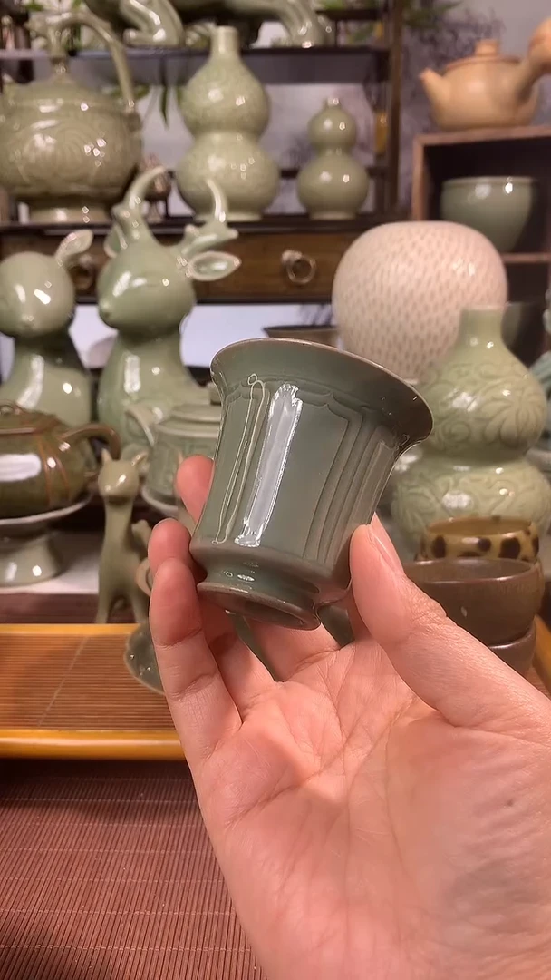 耀州窑芭蕉叶纹50CC两只