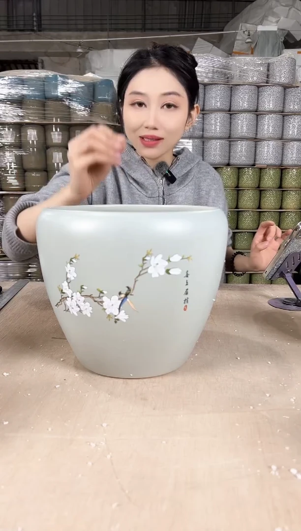 【闪购商品】陶瓷蛋型喜上浅绿大号23x21