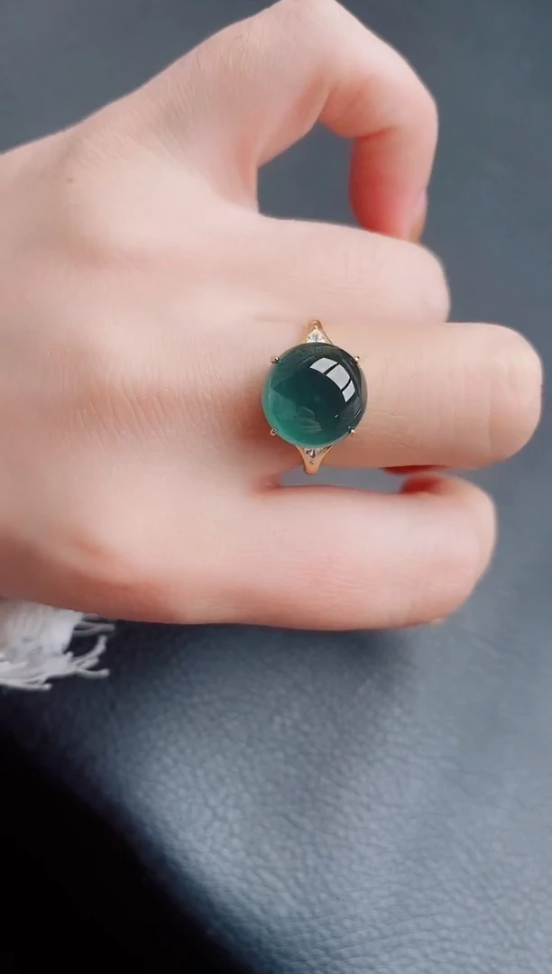 【闪购商品】翡翠戒指银S925镶嵌天然a货翡翠854
