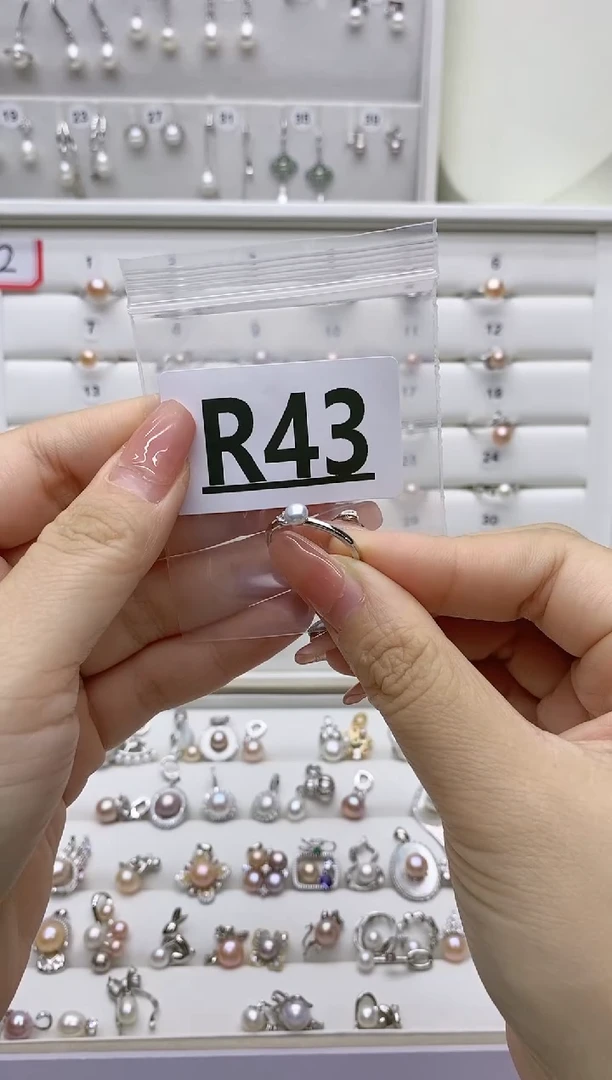 银S925镶嵌戒指淡水珍珠颜*丶R43