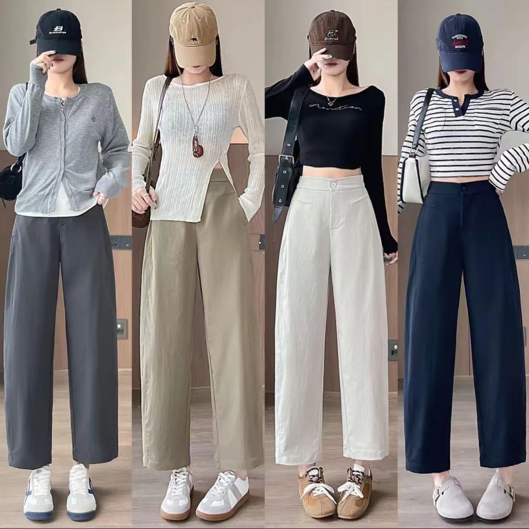 窄版镰刀裤秋季新款休闲高腰显瘦百搭小个子八分九分裤春秋女裤