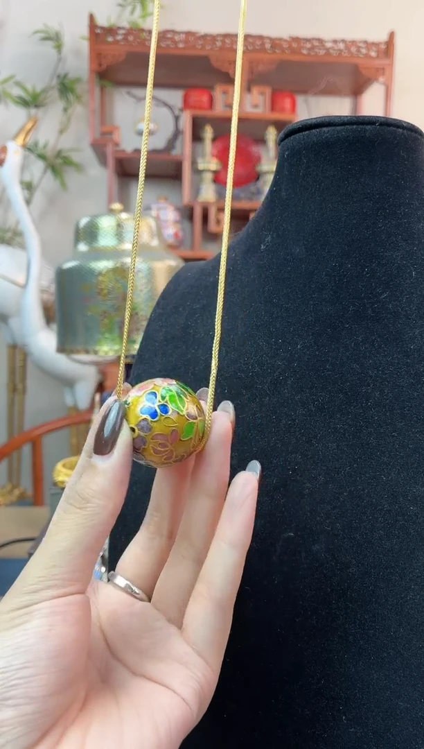 非遗景泰蓝3.0银蓝单珠加链子黄色
