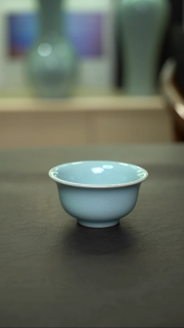 杯子瓷天青压手杯