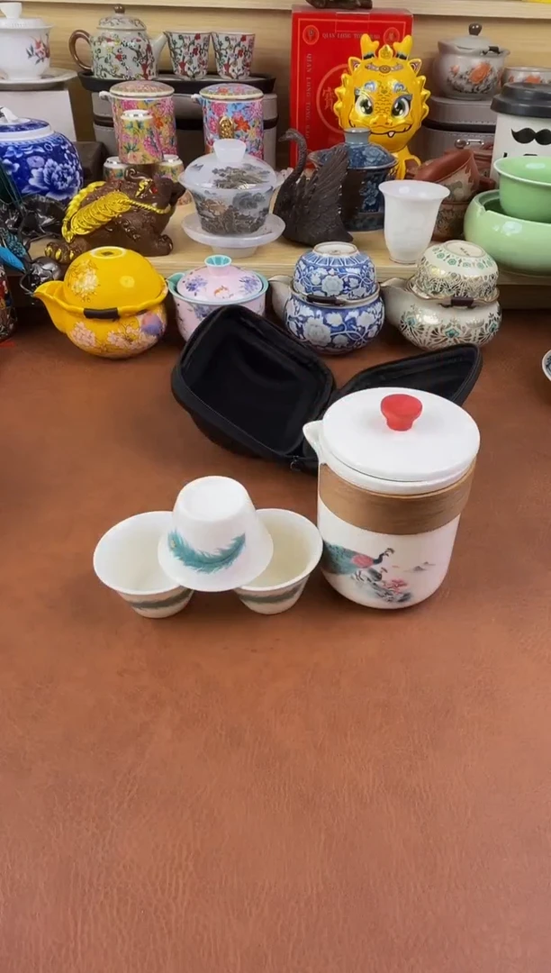 陶瓷茶具摆件旅行套组