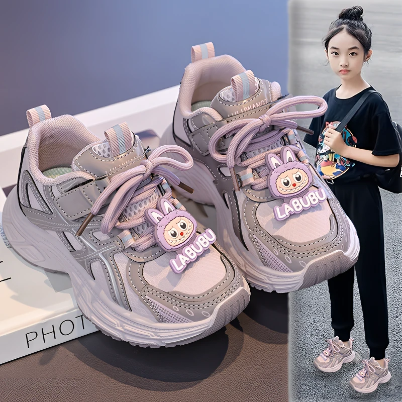 ABC女童拉布布运动鞋2025秋季爆款女孩休闲透气老爹鞋皮面中大童