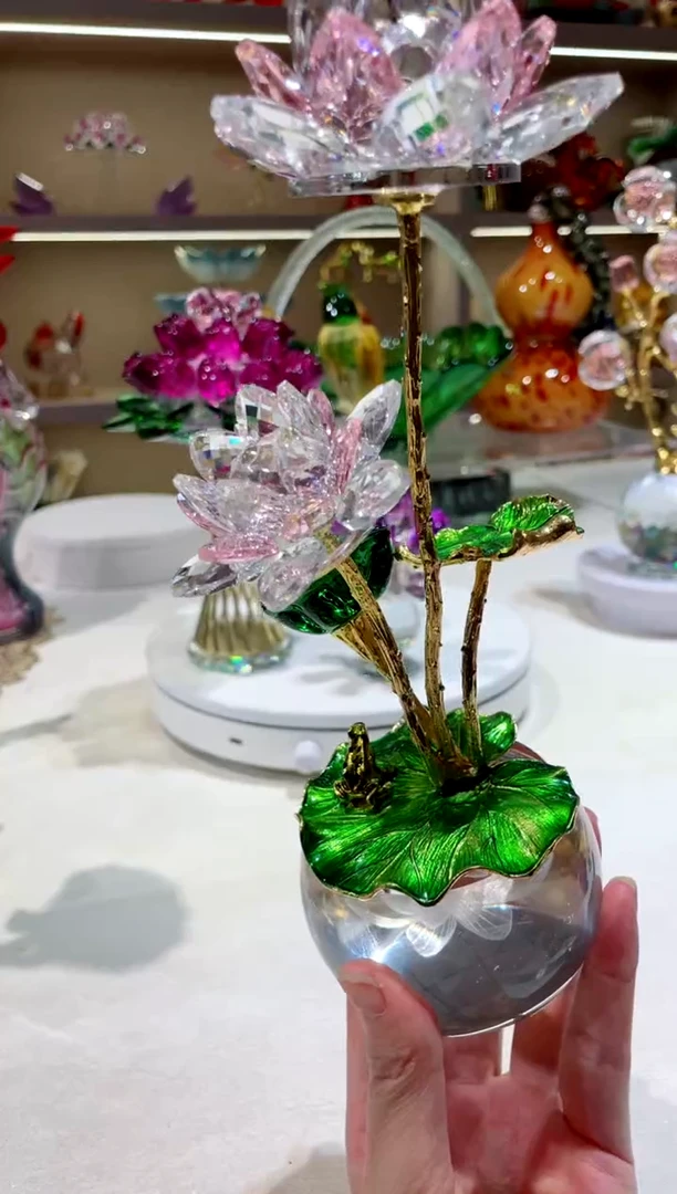手工艺品琉璃新款帆影荷花摆件