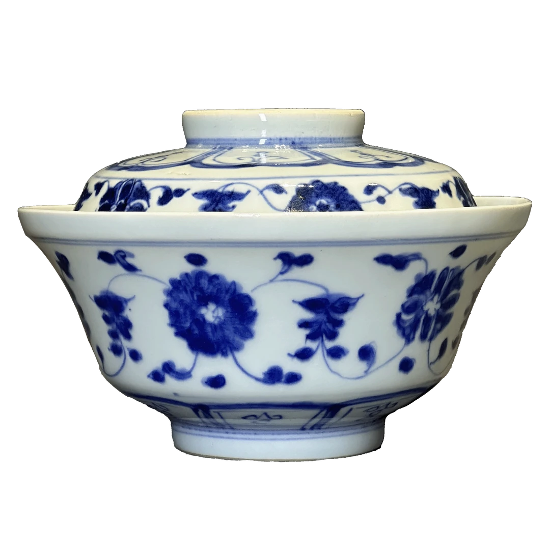 25021506y青花缠枝莲盖碗