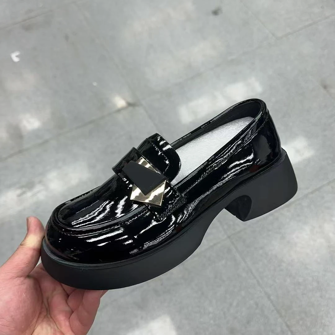 英伦风2025新款女鞋厚底小个子增高百搭一脚蹬乐福鞋 3125