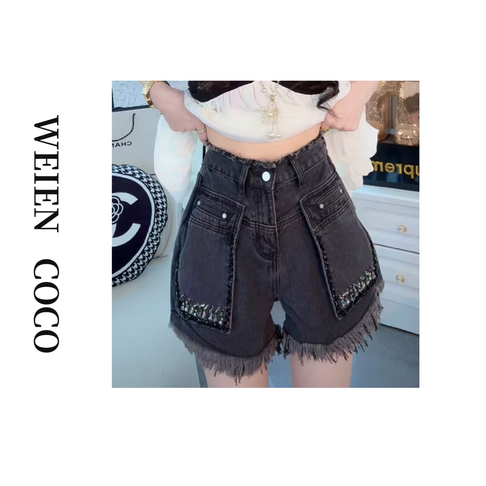 【薇恩COCO】时尚毛边牛仔短裤春夏新款气质女裤K3644
